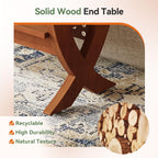 Solid End Table, 2-Tier Couch Side Table with Arched Legs for Small Space, Living Room, Easy Assembly, Warm Walnut