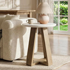 Tribesigns Round Side Table, Modern End Table for Living Room, Small Accent Table for Bedroom, Easy Assembly, White and Brown
