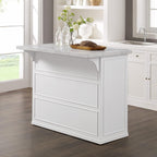 Crosley Furniture Cutler Faux Marble Top Kitchen Island with Storage, Breakfast Bar, Microwave Stand, White