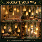 Yinder 24 Pcs Enchanted Forest Theme Decoration Set 82.68 ft Artificial Begonia Leaf Vine Paper Candle Lanterns Decor with LED String Lights for Bedroom Aesthetic Jungle Fairy Wonderland Party Favor