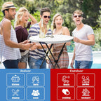 2Sets 32in Hightop Folding Cocktail Tables+Covers-Spandex Stretch Folding Tall Bar Table Covers, Detachable Legs Bar Height Folding Table Outdoor Indoor Use (Black/2 Tables+2 Covers)