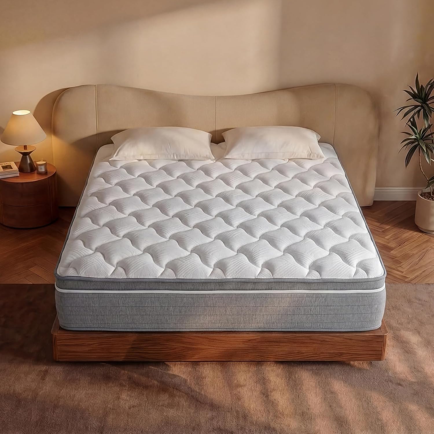 Queen mattress 12 inch,Queen Size Mattresses in a Box,Memory Foam Hybrid Mattress,with Individual Pocket Spring for Motion Isolation &Lumbar Support & Pressure Relief,Fiberglass-Free,Medium Firm