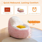 MAXYOYO Kids Bean Bag Chair, Cute Avocado-Shaped Toddler Sofa Chair, Pink | Soft Faux Fur Floor Chair with Backrest, Comfy Sofa for Boys and Girls , Floor Seat for Bedroom, Playroom, Nursery