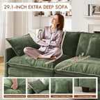 WorthFurni 111.4” Modular Sectional Sofa, U Shape Cloud Couch with 2 Movable Ottoman, Comfy Chenille Deep Seat Sofa with Soft Pillows for Living Room Apartment (Green)