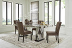 Signature Design by Ashley Jazmore Dining Chairs Set of 2, Contemporary Upholstered Velvet Side Chairs, Comfortable Cushioned Seat and Solid Wood Frame, Ideal for Dining Rooms, Mocha Brown