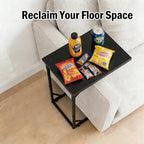 C Shaped End Table for Couch, Small Side Table for Living Room & Bedroom, Slide Under Sofa Table for Laptop, Coffee, Snacks, Easy Assembly, Modern Design