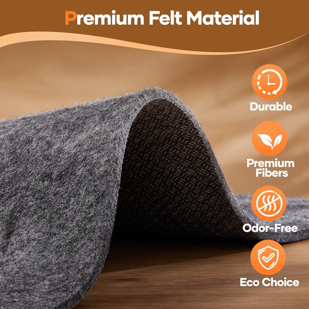 Veken Non Slip Cushioned Rug Pad Gripper 8 x 10 Ft, Felt and Silicone Backing, 1/4 inch Thick Carpet Liner for Hardwood Floors and Finishes, Under Area Rugs Anti Skid Mat, Keep Rugs Safe and in Place