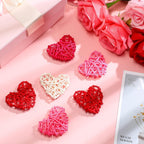 24 Pieces Valentine Heart Shaped Rattan Balls 2.36 Inch Heart Vase Bowl Fillers DIY Craft Wicker Rattan Decor for Valentine Wedding Party Decor (Pink,White,Red,Rose Red)