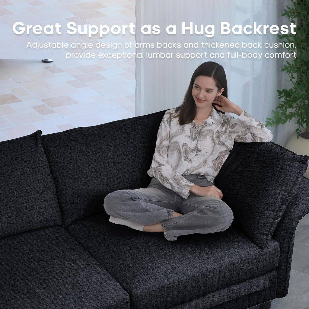 DreamDashio 159" 8-Seat U-Shaped Sectional Sofa, Oversized Modular Cloud Couch with Storage, Adjustable Arms & High Back, Dark Grey Chenille for Large Living Room