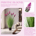 Jexine 2 Pieces 4 ft Artificial Tall Grass Plants Outdoor with Plum Cockscomb Flower Tall Artificial Grass Green Onions Plant Potted for Housewarming Gift House Garden Lobby Outdoor