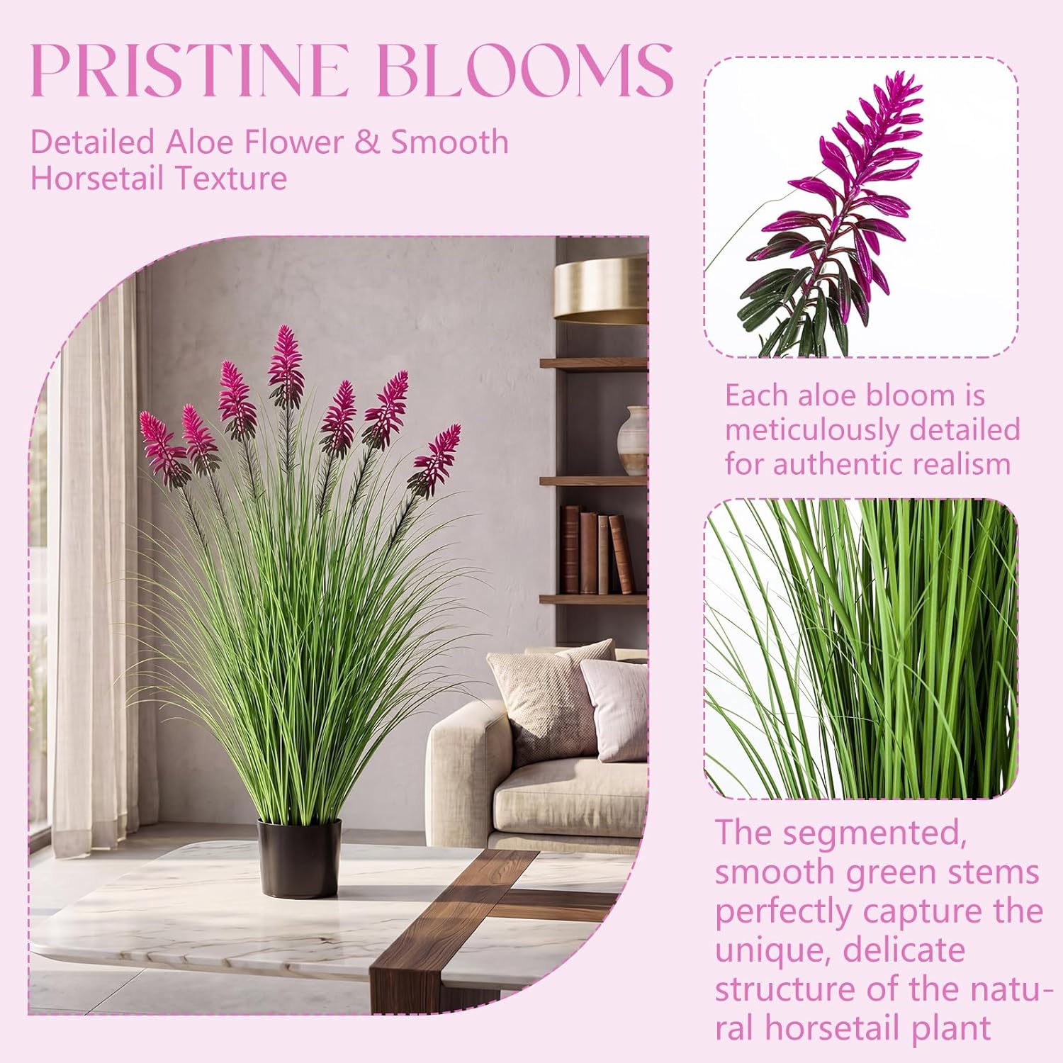 Jexine 2 Pieces 4 ft Artificial Tall Grass Plants Outdoor with Plum Cockscomb Flower Tall Artificial Grass Green Onions Plant Potted for Housewarming Gift House Garden Lobby Outdoor