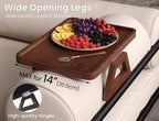 2 Pack Couch Arm Tray,Bamboo Folding Sofa Tray,Sofa Armrest Tray Clip-On Couch Desk for Drinks,Snacks,Phone,Remote Control（Brown）