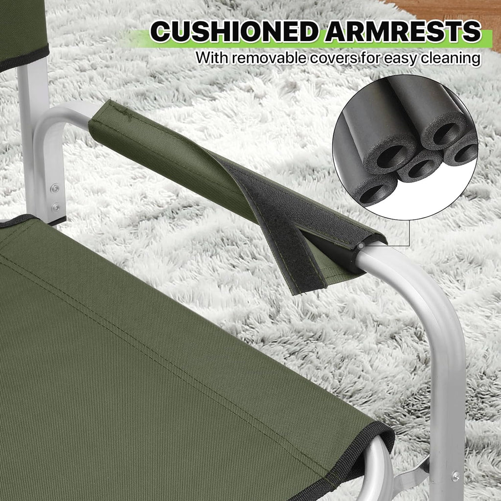 Magshion Tall Director Chair for Vendors & Makeup Artists, 31" Seat Height, 250 lbs Capacity, Portable Folding Chair w/Side Table, Side Pocket & Cup Holder for Booths, Craft Fairs, Camping, Dark Green