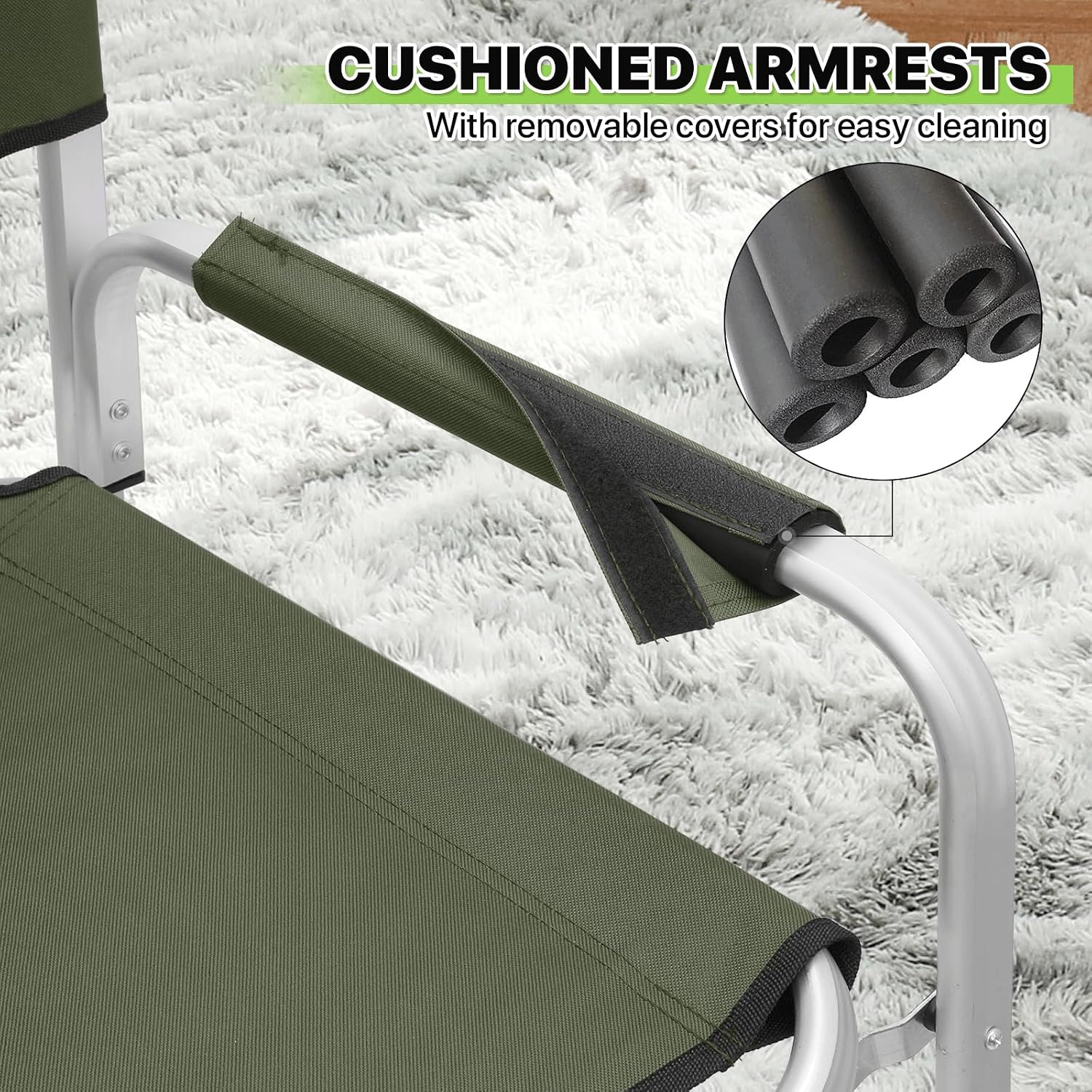 Magshion Tall Director Chair for Vendors & Makeup Artists, 31" Seat Height, 250 lbs Capacity, Portable Folding Chair w/Side Table, Side Pocket & Cup Holder for Booths, Craft Fairs, Camping, Dark Green
