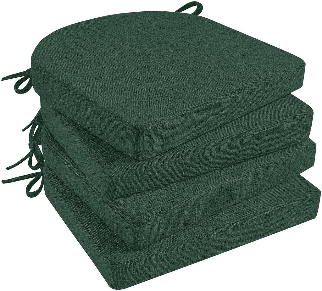 Basic Beyond Chair Cushions for Dining Chairs with Ties and Removable Cover, 2" Thick Seat Cushions for Kitchen Chairs, Set of 4, 17" x 16", Forest Green