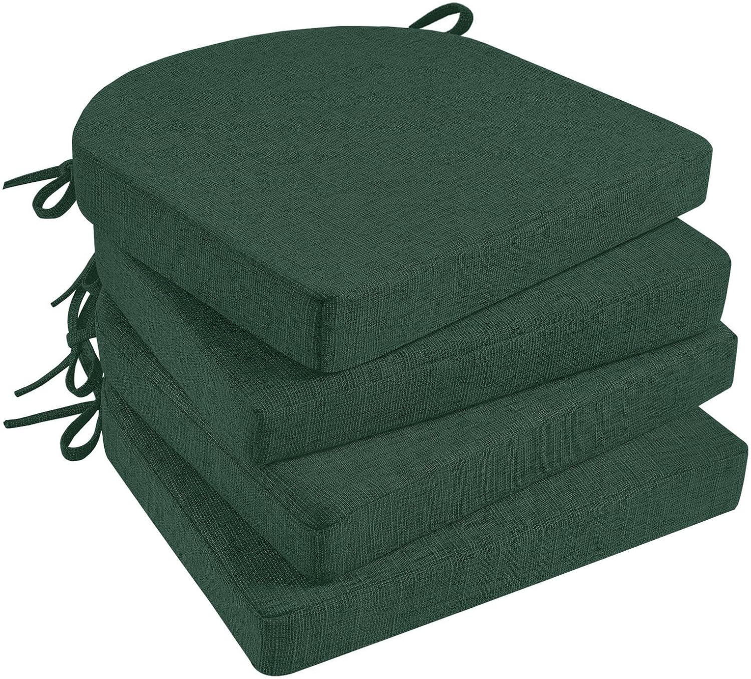 Basic Beyond Chair Cushions for Dining Chairs with Ties and Removable Cover, 2" Thick Seat Cushions for Kitchen Chairs, Set of 4, 17" x 16", Forest Green