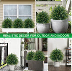 2 Pack Artificial Cedar Topiary Trees with Ground Spike, Fake Pine Shrubs Bushes, UV Resistant Faux Evergreen Cypress Tree Plants for Indoor Outdoor Planters Front Porch