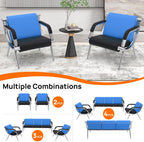 Waiting Room Chairs with Armrest, PU Leather Office Furniture, Lobby Conference Reception Chairs, Office Guest Seating for Clinic,Airport,Hospital,Barber,Salon,Bank (Blue & Black, 2-Seat)