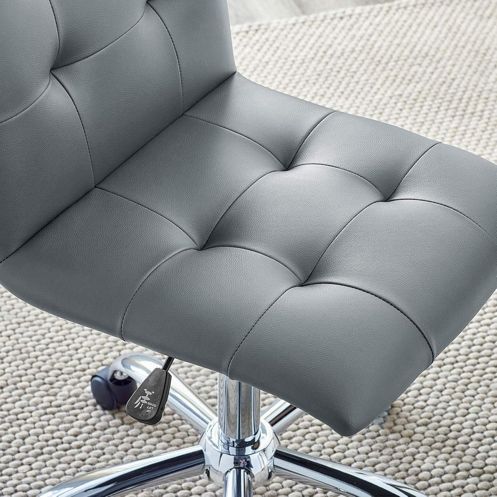 Modway Prim Ribbed Armless Mid Back Swivel Conference Office Chair In Gray