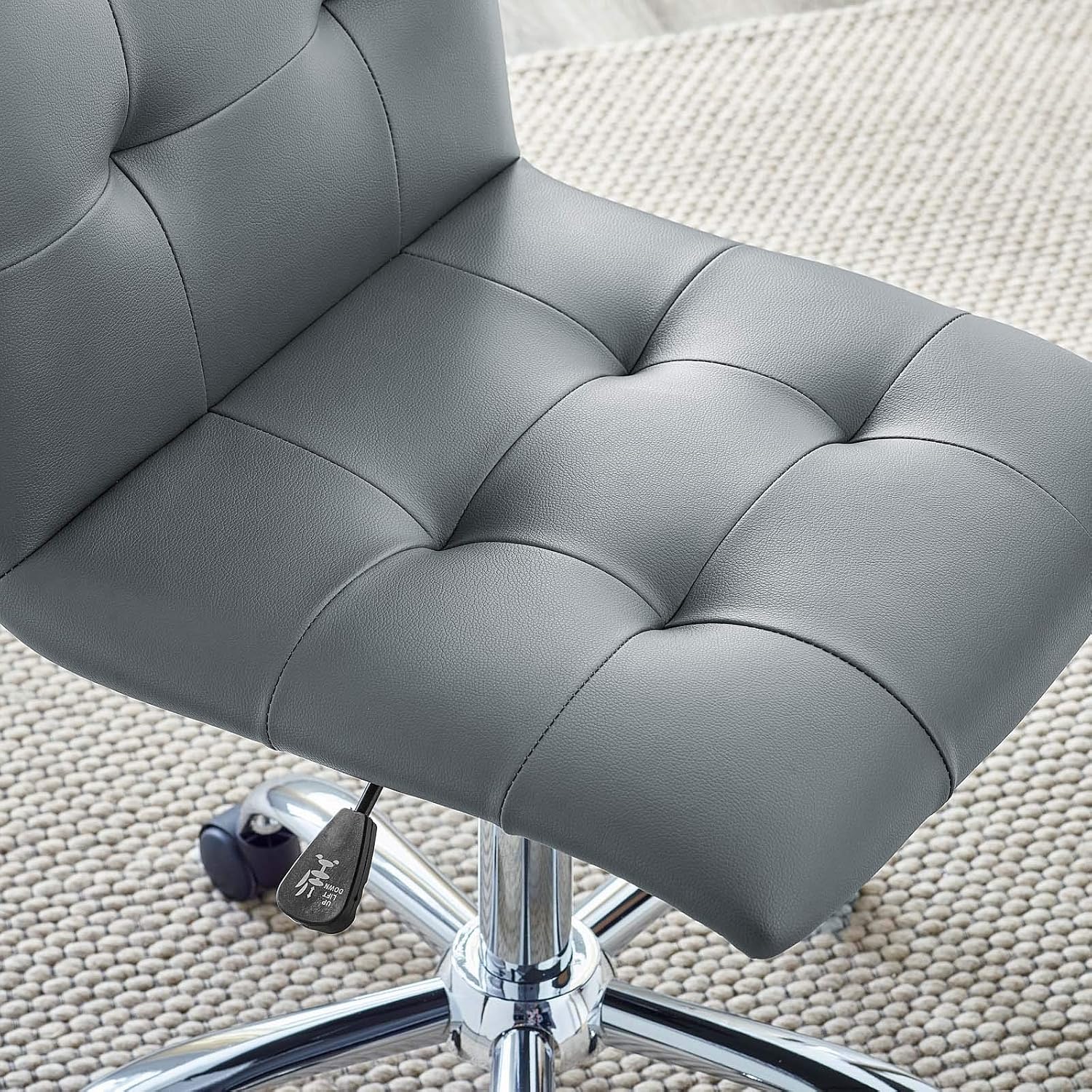 Modway Prim Ribbed Armless Mid Back Swivel Conference Office Chair In Gray