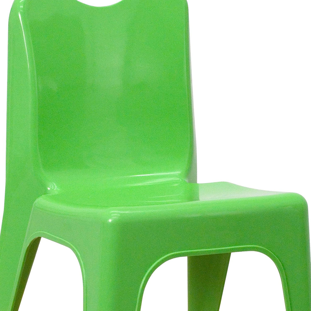 Flash Furniture 2 Pack Green Plastic Stackable School Chair with Carrying Handle and 11" Seat Height