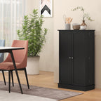 41" Kitchen Pantry Storage Cabinet, Freestanding Kitchen Cabinet with 12 Door Shelves, Double Doors, 5-Tier Shelving and Adjustable Shelves, Black,11.8 * 23.6 * 40.9