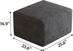 25.6" Corduroy Ottoman for Living Room,Plush Upholstered Ottoman for Couch,Memory Foam Compressed Sofa in A Box No Assembly Require,Dark Grey