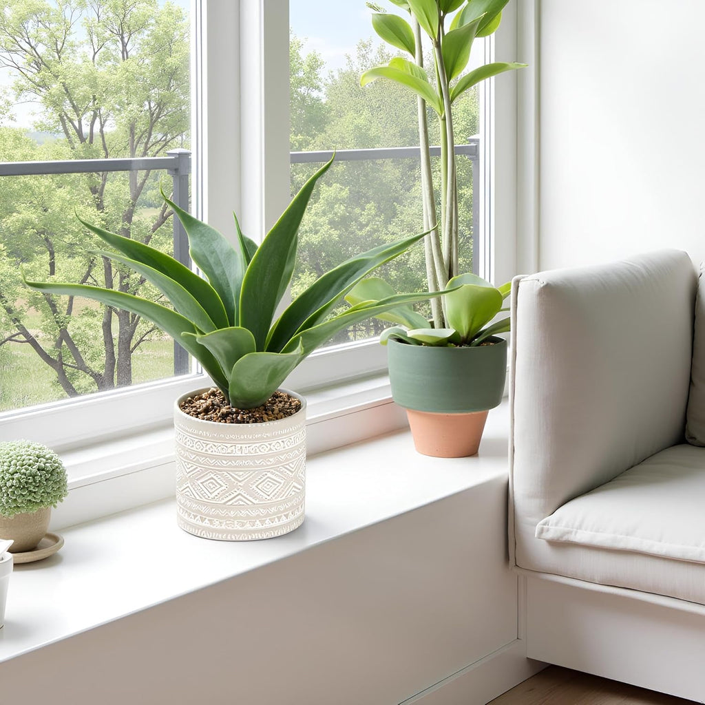 Artificial Potted Plants, 13.8" Artificial Succulent Fake Aloe, Large Faux Aloe Plant in Pot for Home Office Room Bedroom Kitchen Garden Decor (Grey)