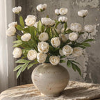Juxdp 6 PCS Artificial Peony Branches for Vase - 27" Fake Silk Peonies Stems Look Real Faux Flowers for DIY Bouquet, Table Centerpieces, Farmhouse, Home Decor (Cream)