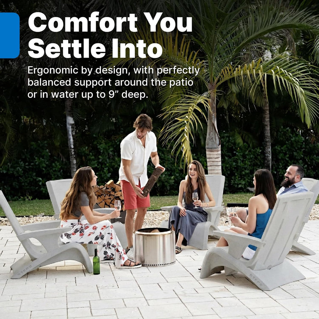 Step2 Vero Adirondack Chair, in Pool or Patio Lounge Seat for 9-inch Sun Shelves, Grey with Speck