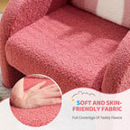 JOYMOR Kids Sofa, Toddler Armchair with Full Teddy Fleece Coverage, Ultra-Soft & Plush, Sturdy Base for Boys and Girls, Red