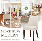COLAMY Upholstered Dining Chairs Set of 4, Mid Century Modern Kitchen Chairs with Back, Farmhouse Fabric Side Dining Room Chairs with Wood Legs for Dining Room Restaurant, Beige