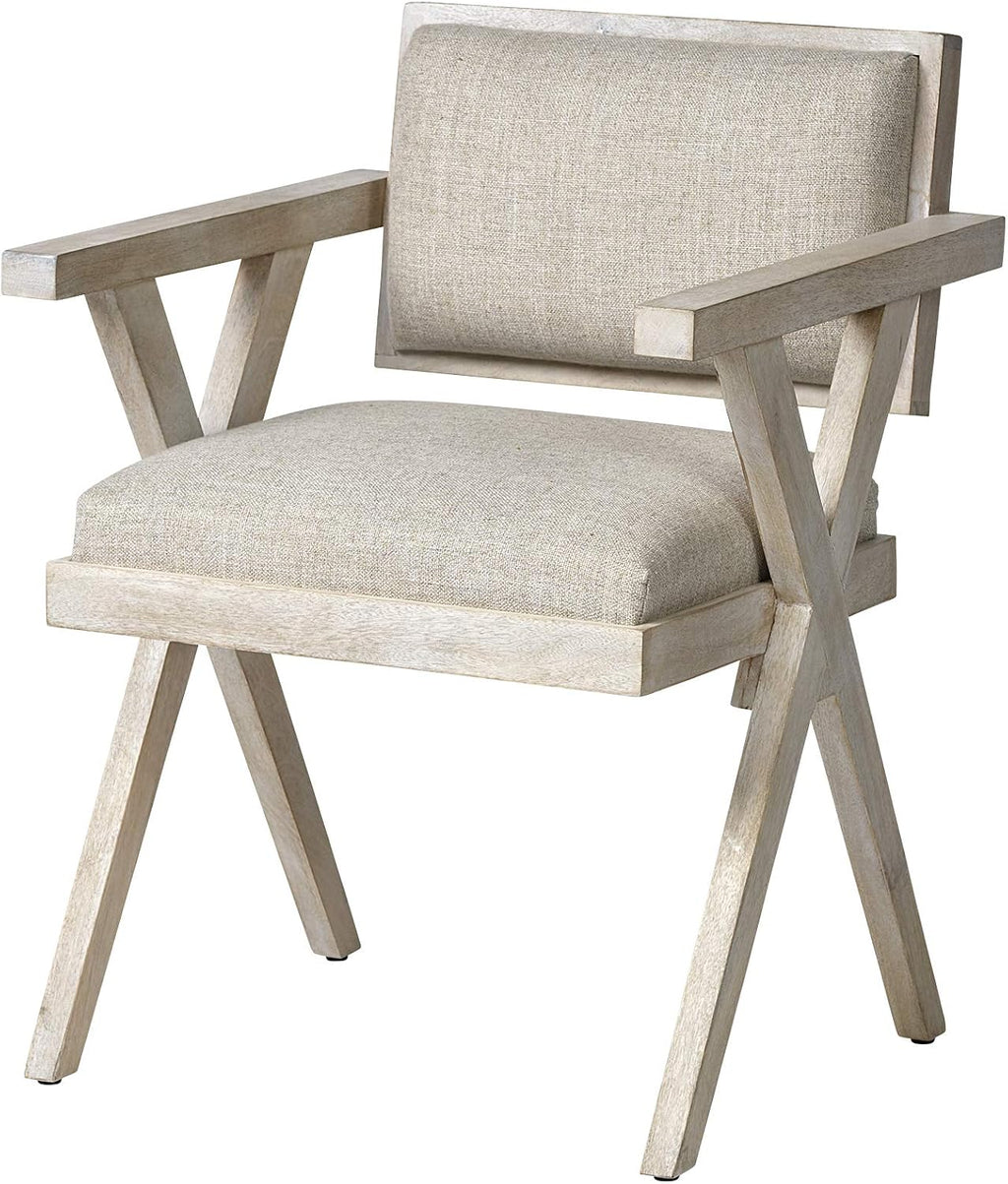 Mercana Furniture & Decor Director's Chair Topanga II by Mercana Armchair, 23.0L x 22.0W x 31.5H, Whitewashed | Cream
