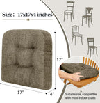 downluxe Chair Cushions for Dining Chairs 4 Pack, Tufted Indoor Chair Pads with Non-Slip Bottom, U-Shaped Kitchen Chair Cushions, 17"x17"x4", Coffee