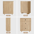 Fluted Entryway Shoe Storage Cabinet with Doors, 5 Tier 39'' Tall Freestanding Modern Shoe Rack Organizer Cabinet with 3 Adjustable Shelves for Hallway, Foyer, Entrance, MDF - Natural