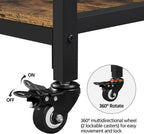 Yaheetech Kitchen Island with Power Outlet, Rolling Kitchen Cart with Wine Rack & Glass Holder & Hooks, Coffee Bar Microwave Stand Wine Rack Table for Dining Room, 47.5" W x 24" D, Rustic Brown