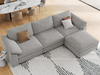 EASE MOOSE Oversized L Shape Sectional Modular Sofa,Wide Deep seat Sectional Sofa,FSC Certified Comfortable Chenille Grey Cloud Modular Sofa