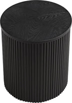 Alaterre Furniture Amos Round End Table - 20 Inch Solid Wood Fluted Nightstand with Natural Woodgrain Finish - Mid Century Modern Small Side Table for Living Room or Bedroom Furniture (Black)
