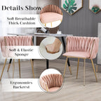 Gold Glass Round Dining Set for 2, 36'' Modern Minimalist Luxury Circle Dinner Room Set, 3 Piece Clear Glass Circular Kitchen Table with Pink Woven Chair Set, for Small Apartment Home