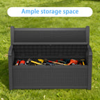 AmaVins 70 Gallon Outdoor Storage Bench Deck Box, Waterproof Lockable with Rattan-Woven Look, Outdoor Storage Furniture for Patio, Garden, Porch (Black)