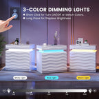 Night Stand with Gun Drawer - 23.6" Extra Wide LED 2 - Drawer Nightstand with Hidden Storage Human Sensor Light - Charging Bedside End Table with USB & Type-C Port for Bedroom, White
