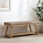 Zihanhome 45" Entryway Bench Upholstered Storage Bench for Bedroom Shoe Rack Bench for Living Room, Hallway, Mudroom, Balcony, Sturdy Indoor Bench Seat Holds Up to 300 lbs (Brown)