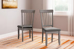 Signature Design by Ashley Shullden Upholstered Dining Chair, Set of 2 | Hardwood solids frame in medium gray, Easy-clean charcoal polyester over foam, Space-saving armless slat-back design