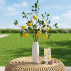 Artificial Lemon Branches Set of 3 – 37" Faux Lemons with Stem for Kitchen Decor Farmhouse Flower Arrangement Table Centerpiece Vase Filler Home Office Party Decoration
