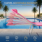 Outsunny Folding Chaise Lounge Chair, Pool Sun Tanning Chair, Outdoor Lounge Chair with Reclining Back, Breathable Mesh Seat, Headrest for Beach, Yard, Patio, Pink