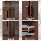 Joaxswe Sideboard Buffet Cabinet with Storage, 31.5" Arc-Shaped Credenza with 2 Doors & Adjustable Shelves, Mid Century Modern Coffee Bar Storage Cabinet for Kitchen, Living Room, Entryway, Walnut