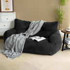 59" Bean Bag Chair,2 Seat Loveseat Sofa,Corduroy Lazy Sofa Bed for Adults,Fit Living Room, Bedroom,Outdoor Spaces,Ultra Soft Dutch Velvet,Fluffy Comfort Washable Cover,72h Rebound,Black