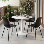 LSSBOUGHT Modern Dining Chairs Set of 4, Mid-Century Plastic Kitchen Chairs with Metal Legs, Comfortable Armless Side Chairs for Dining Room, Kitchen, Living Room & Small Spaces (Black)