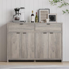 Fluted Sideboard Buffet Cabinet with Storage and Large Drawers, 55" W Credenza Storage Cabinet for Living Room or Entryway, 40'' H Farmhouse Buffet Table with Adjustable Shelves, Console Cabinet