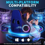 RGB Gaming Chair with Bluetooth Speakers and LED Lights Ergonomic Massage Computer Gaming Chair with Footrest Video Game Chair High Back with Lumbar Support Blue and Black